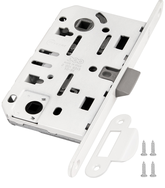 Замок дверной межкомнатный WC AGB (АГБ) B01102.50.91.567 белый пласт.яз. инд.упак+B01000.13 Замок дверной межкомнатный WC AGB (АГБ) B01102.50.91.567 белый пласт.яз. инд.упак+B01000.13