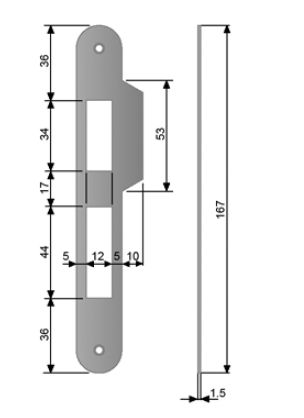 Ответная планка с язычком длинная под Centro AGB В010000506 хром