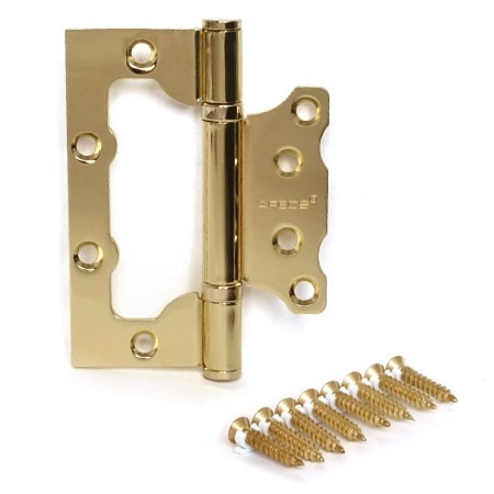 Петля стальная накладная дверная без врезки Apecs 100*75*2,5-B2-Steel-G золото