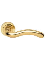 Ручка дверная Morelli Luxury SNAKE R2 OTL раздельная на круглой розетке, цвет золото, латунь