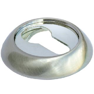 Накладка дверная с круглым основанием под цилиндр Morelli MH-KH SN/CP белый никель/полир. хром