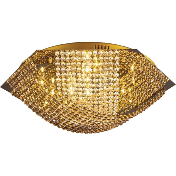 Светильник потолочный круглый N-Light 2670/16 gold, yellow and white crystal