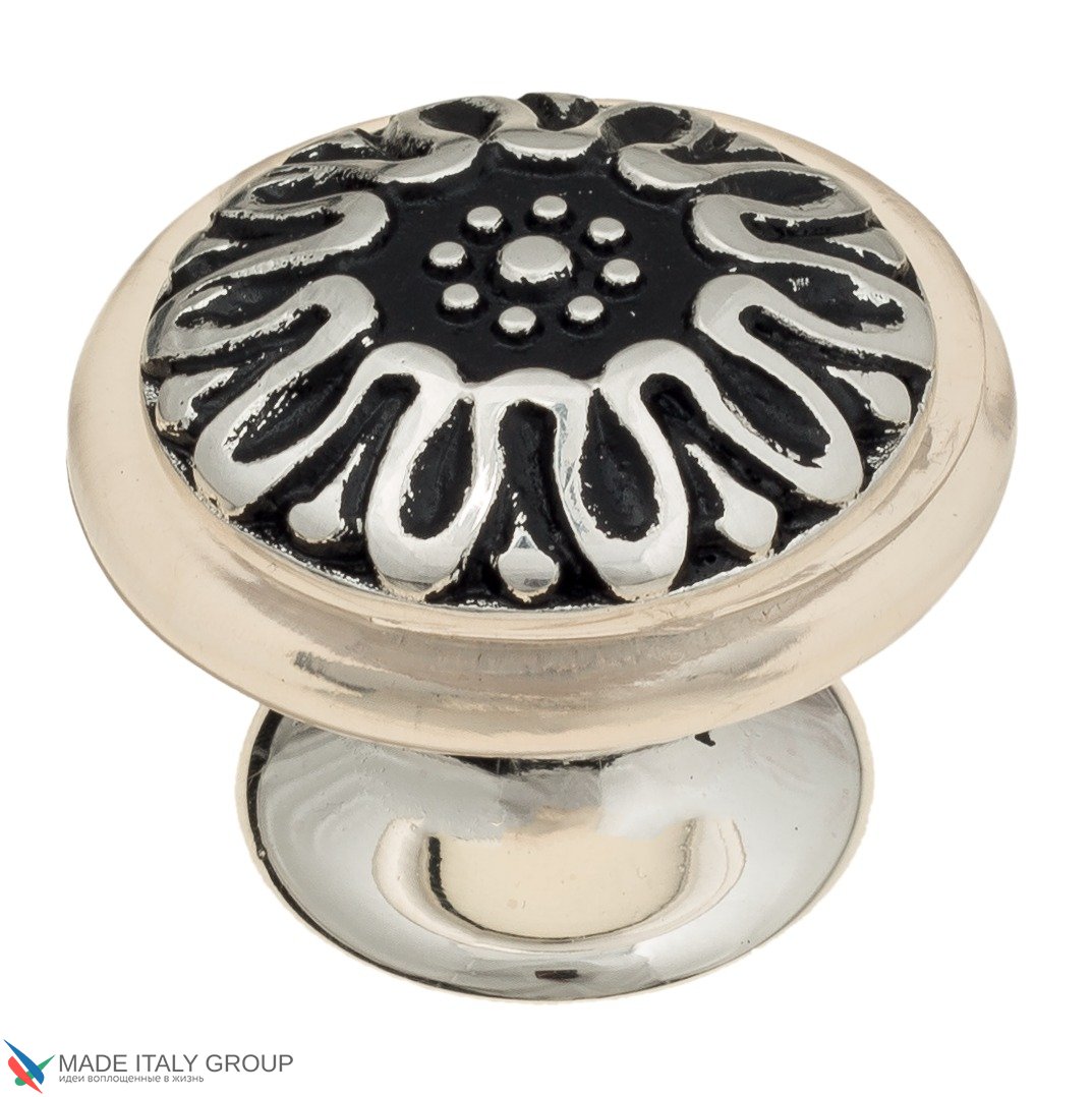 Упор дверной напольный Venezia ST6 натуральное серебро + черный