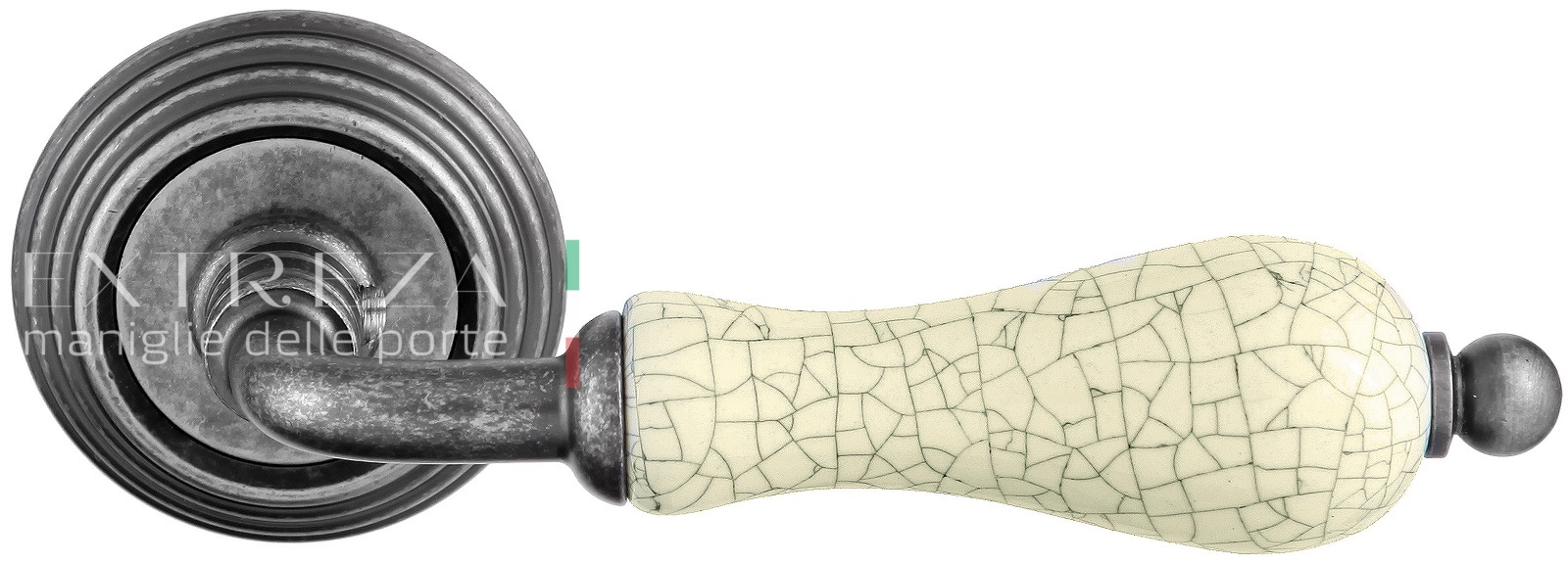 Ручка дверная Extreza DANA CRACKLE (Дана кракле) 306 на розетке R05 античное серебро F45
