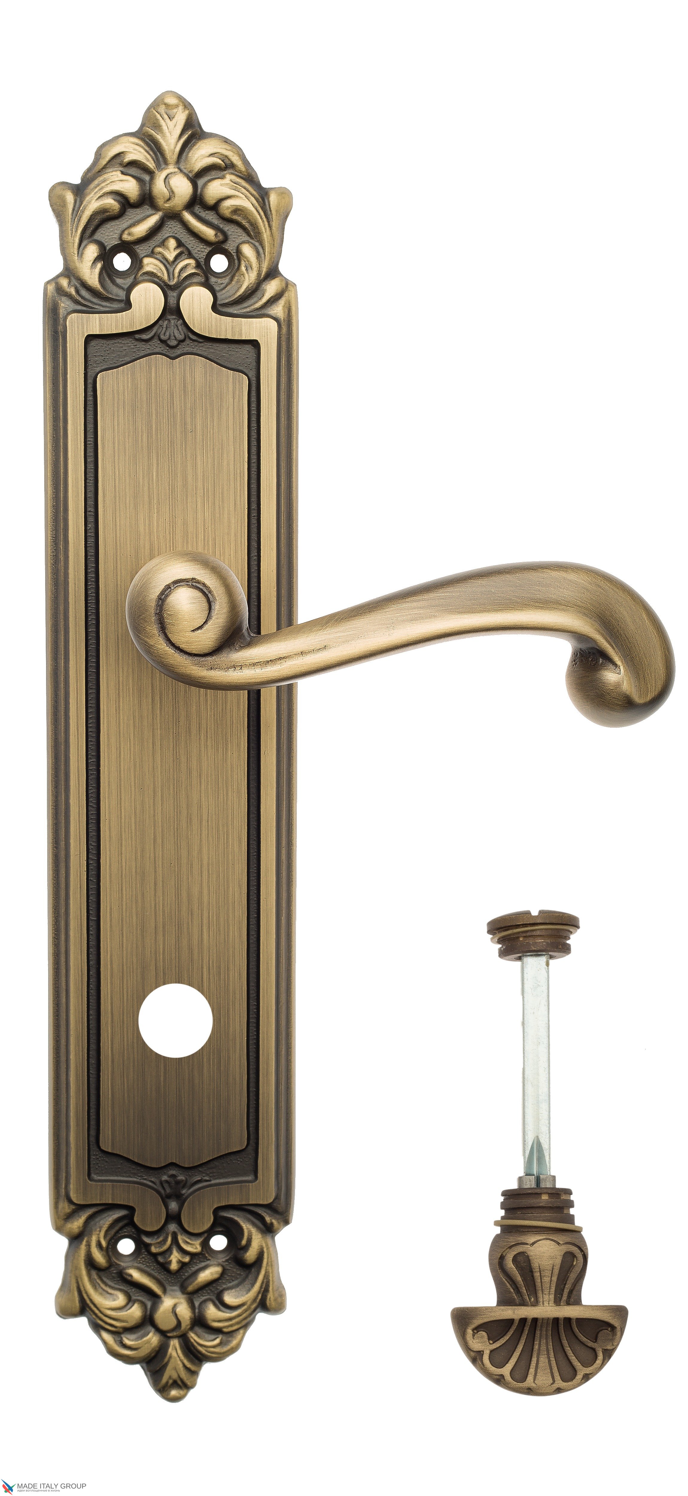 Дверная ручка Venezia "CARNEVALE" WC-4 на планке PL96 матовая бронза