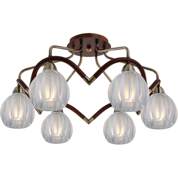 Люстра потолочная N-Light 407-06-53ABWBB antique brass + walnut