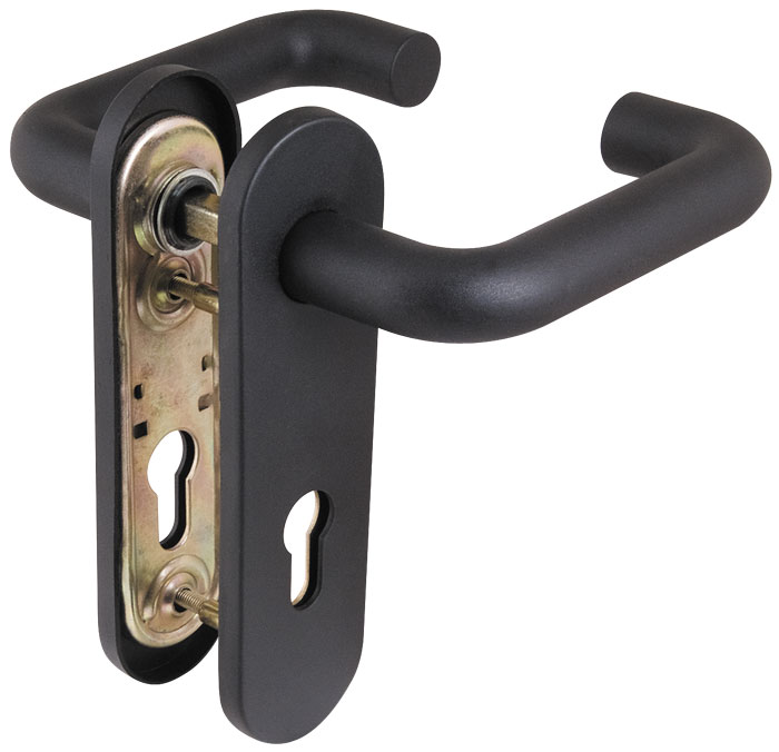 Ручка дверная на планке Fuaro DH-0431 NE ЧЕРНАЯ для замка FL-0432, 0433, 0434, НЕЙЛОН