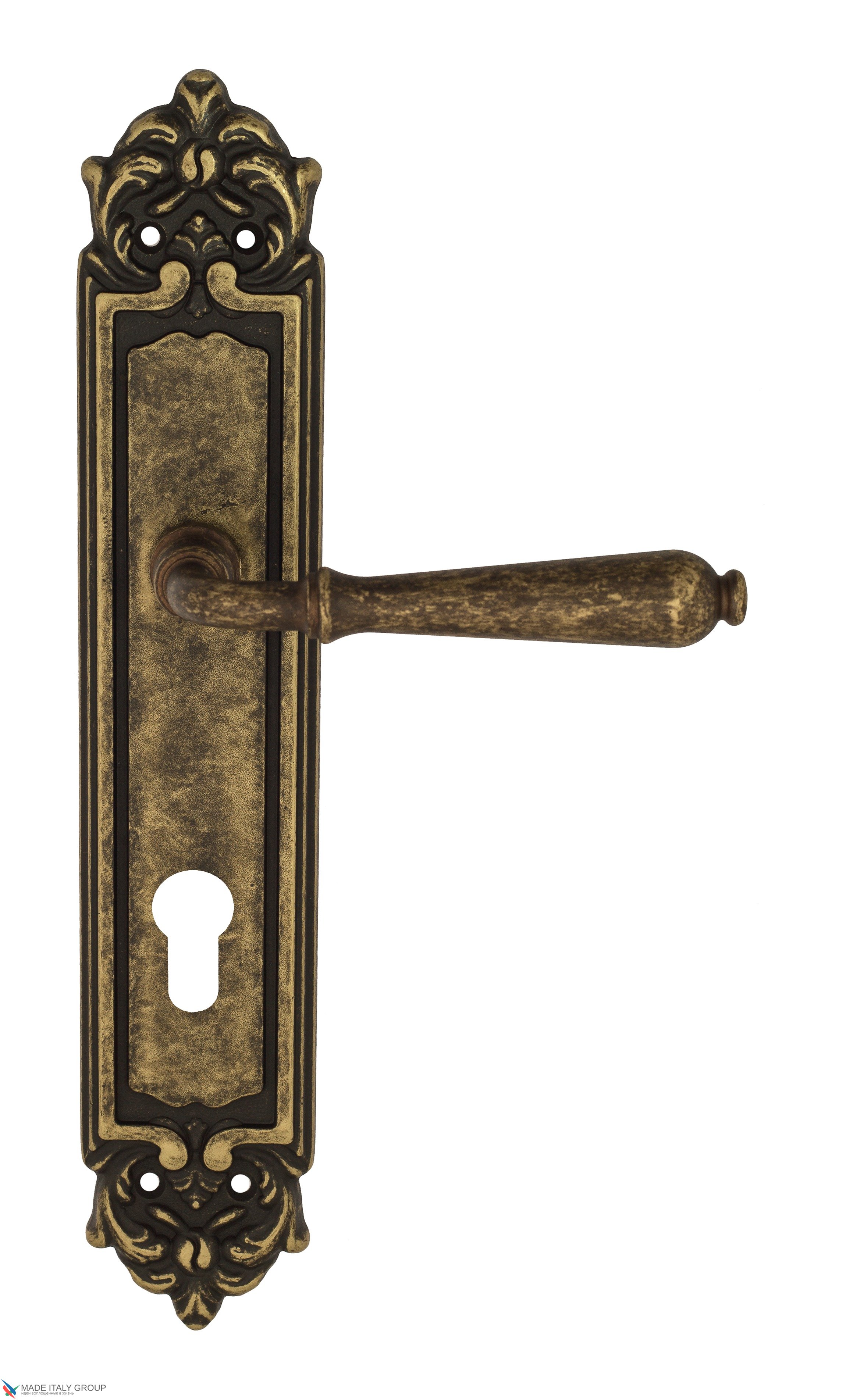 Дверная ручка Venezia "CLASSIC" CYL на планке PL96 античная бронза