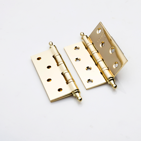 Петля стальная RENZ IN100-4BB CH PB 100*75*2,5, 4 подшипника, с колп., латунь блестящая