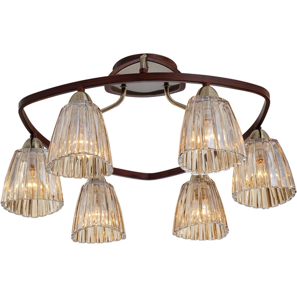 Люстра потолочная N-Light 408-06-53 antique brass + walnut