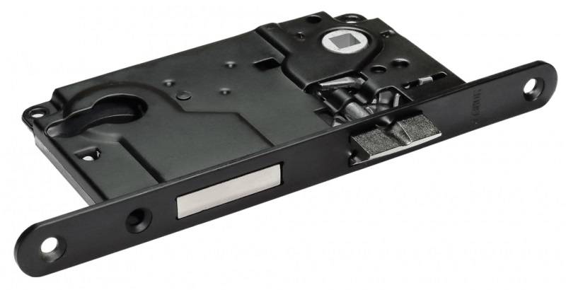 Замок дверной межкомнатный под цилиндр с ригелем Morelli L1885 BL черный