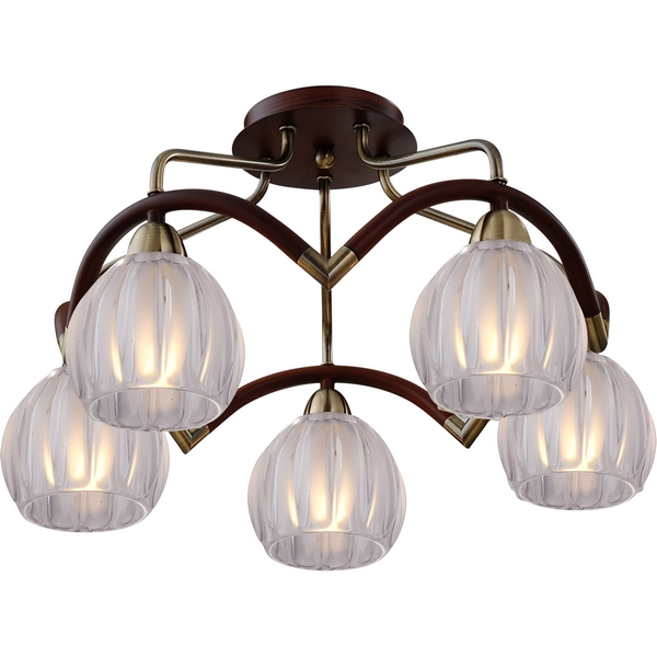 Люстра потолочная N-Light 407-05-53ABWBB antique brass + walnut