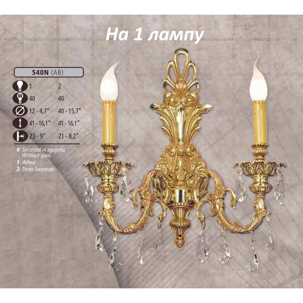Бра Riperlamp 540N/1 AB SWAROVSKI