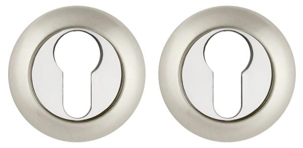 Накладка дверная с круглым основанием под цилиндр Fuaro ET RM SN/CP-3 матовый никель/хром