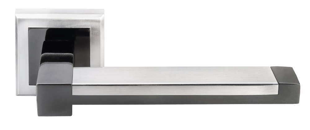 Ручка дверная межкомнатная Morelli MH-39 SN/BN-S белый никель/черный никель