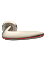 Ручка дверная Morelli Luxury SUNRISE R4 NIS/ROSSO раздельная на круглой розетке, цвет матовый никель/красный, латунь