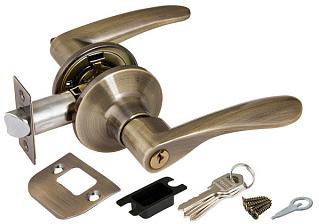 Ручка защелка (кноб) дверная нажимная Punto 6020 AB-E кл./фик. бронза