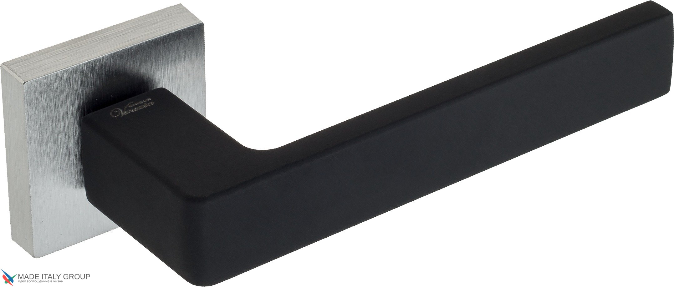 Дверная ручка Venezia Unique "BIBLO" матовый хром / черный (мягкое покрытие)