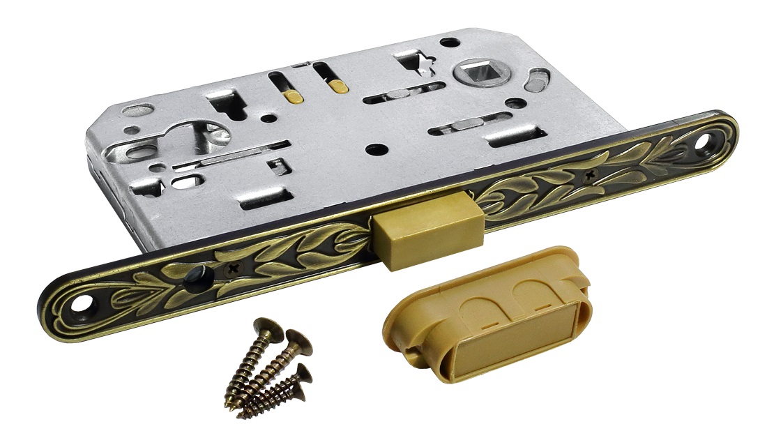 Замок дверной межкомнатный под цилиндр Morelli M1885-U IB итальянская бронза магнитный