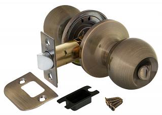 Ручка защелка (кноб) дверная круглая Punto 6072 AB-B фик. бронза