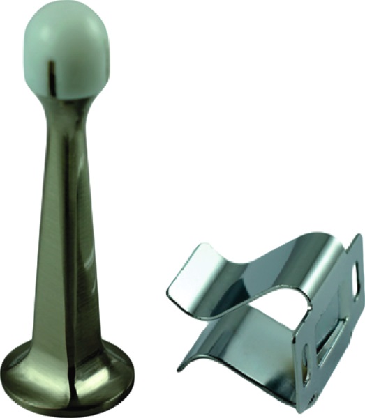 Ограничитель дверной настенный RENZ INDS 76 PB с фикс., лат.бл.