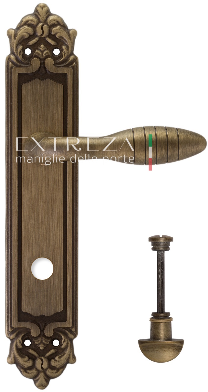 Ручка дверная Extreza MIREL (Мирель) 316 на планке PL02 WC матовая бронза F03