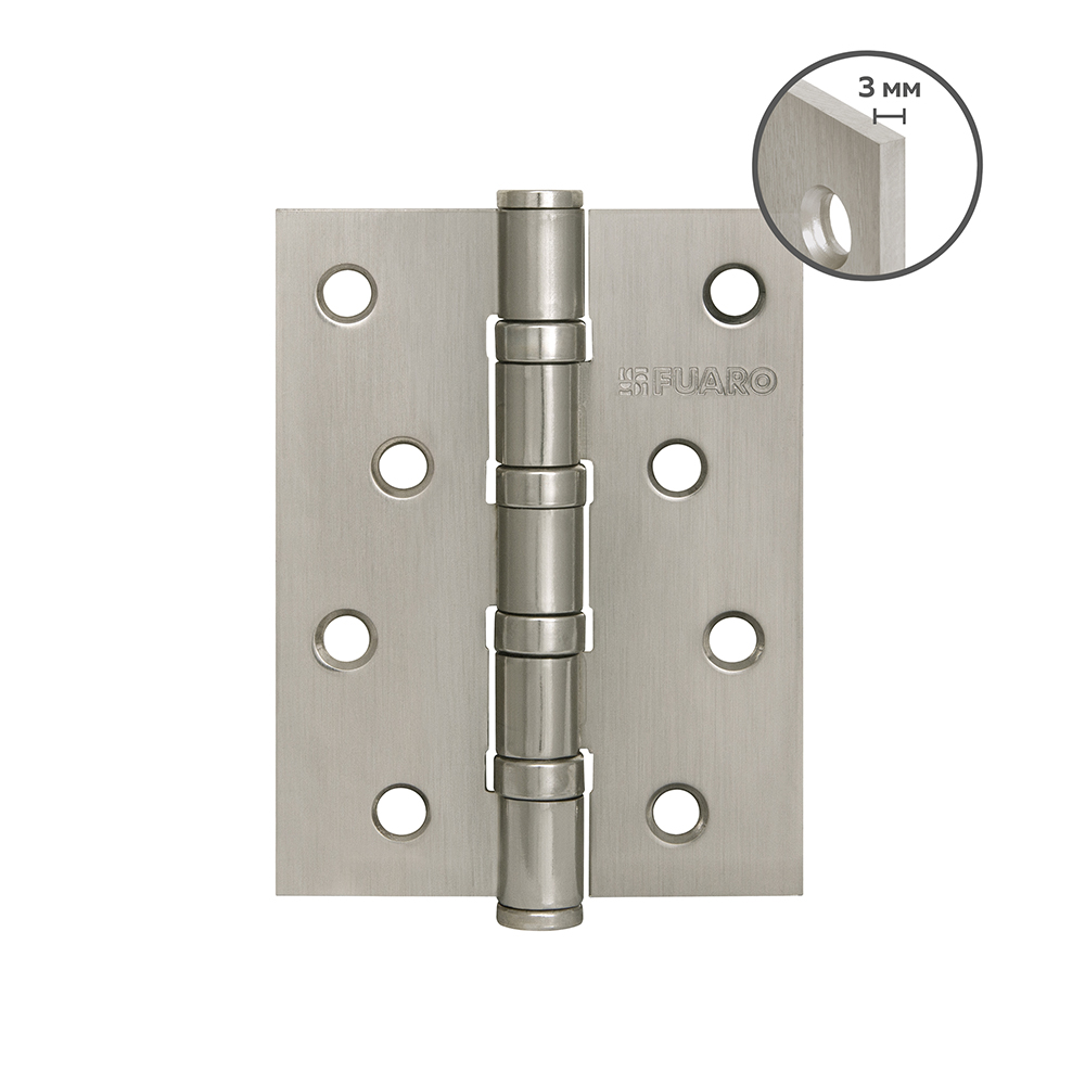 Комплект 2 шт. - Петля Fuaro (Фуаро) универсальная HEAVY IN4400U SN (матовый никель) 100х75х3 мм