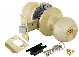 Ручка защелка (кноб) дверная круглая Punto 6072 SB-E кл./фик. мат. золото