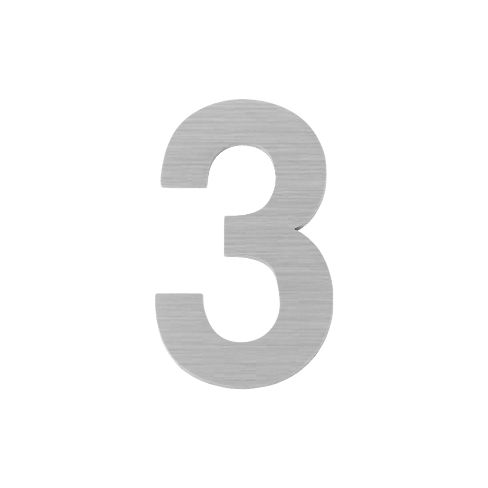 Цифра "3" самоклеящаяся SS304 (50х30) (FUARO) SSC сатинированный хром