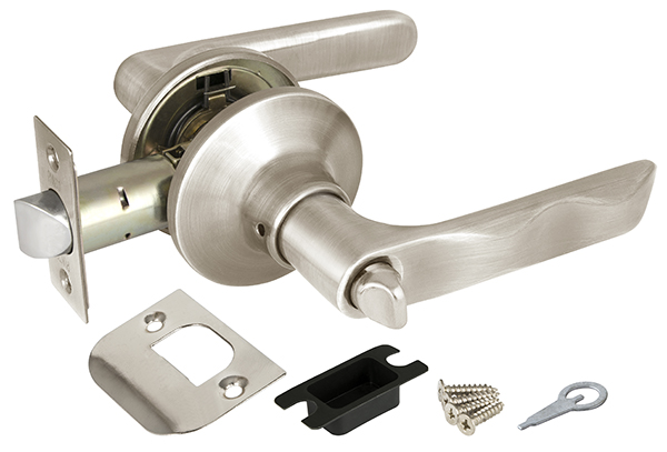 Ручка защелка (кноб) дверная нажимная с защелкой Punto 6024 SN-B (фик.) мат. никель