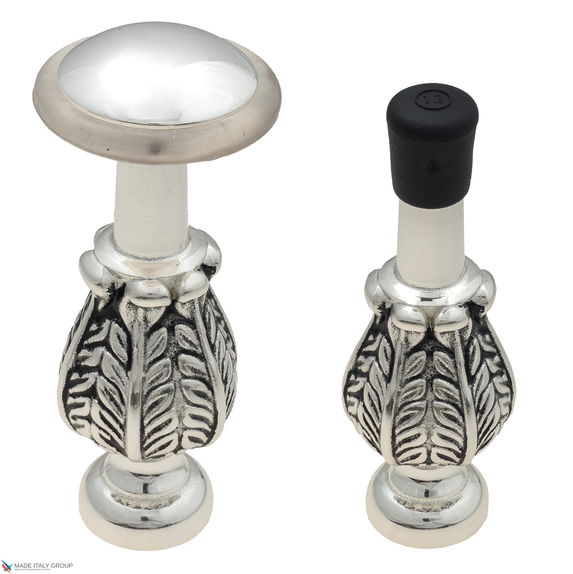 Упор дверной напольный / настенный Venezia ST7 натуральное серебро + черный