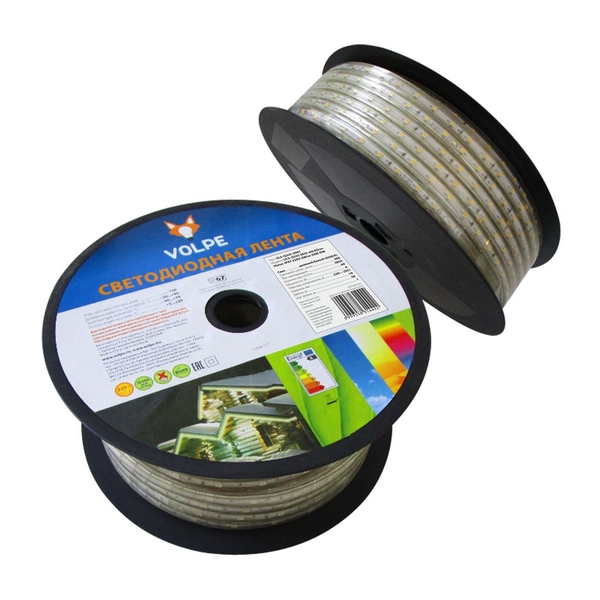 Светодиодная лента Volpe ULS-Q325 ULS-Q325 2835-60LED/m-10mm-IP67-220V-6W/m-50M-DW бобина