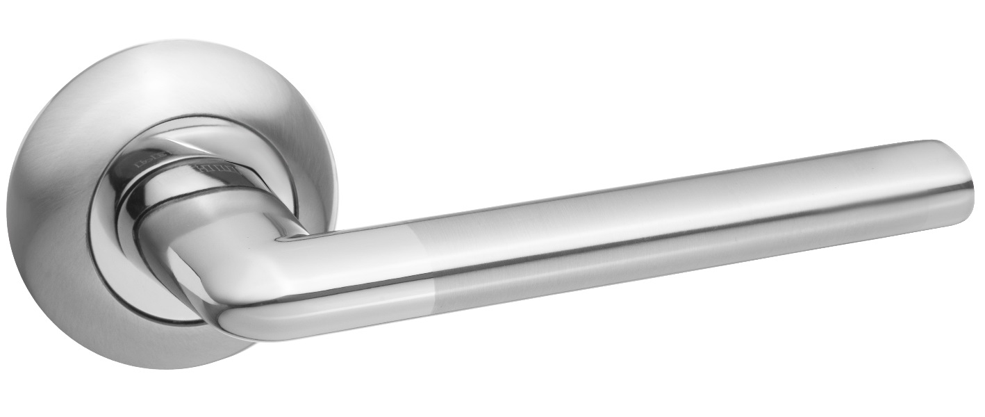 Ручка дверная RENZ INDH 19-08 SN/NP "Тренто", ник.мат./ник.бл.