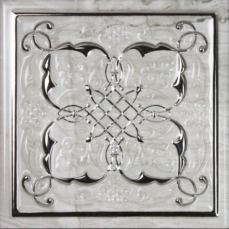 Плитка керамическая Monopole Petra Dec Armonia Petra Brillo Bisel Silver, B декор 15х15