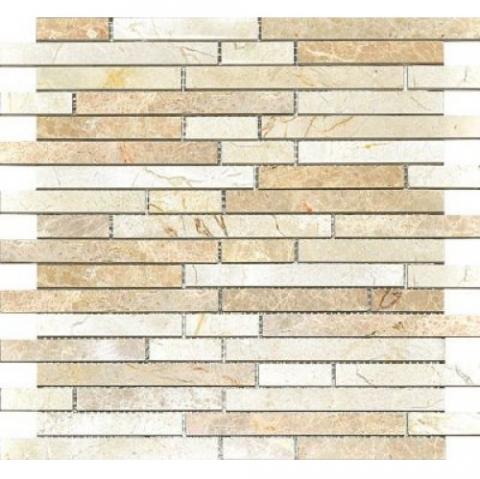 Мозаика Colori Viva Natural Stone CV20083 Strips Mix.Polished Light Emperador+Crema Marfil 30,5х30,5