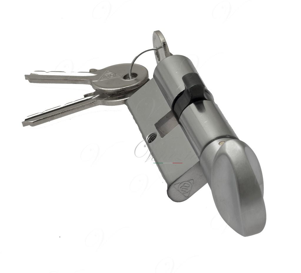 Цилиндр для замка Venezia 25/10/25 мат.хром ключ/вертушка