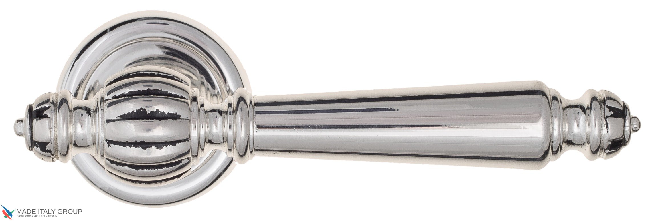 Дверная ручка Venezia "PELLESTRINA" D1 натуральное серебро + черный