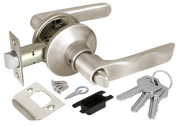 Ручка защелка (кноб) дверная нажимная с защелкой Punto 6024 SN-E (кл./фик.) мат. никель