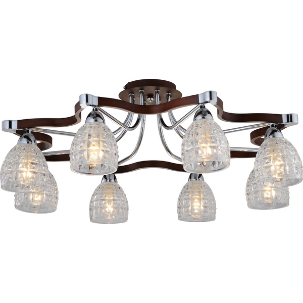 Люстра потолочная N-Light 415-08-13 chrome + walnut