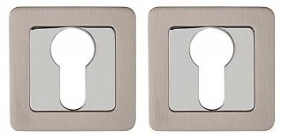 Накладка дверная с квадратным основанием под цилиндр Punto ET QR SN/CP-3 матовый никель/хром