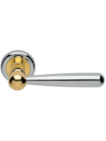 Ручка дверная Morelli Luxury PINOKKIO R4 COT раздельная на круглой розетке, цвет глянцевый хром/золото, латунь