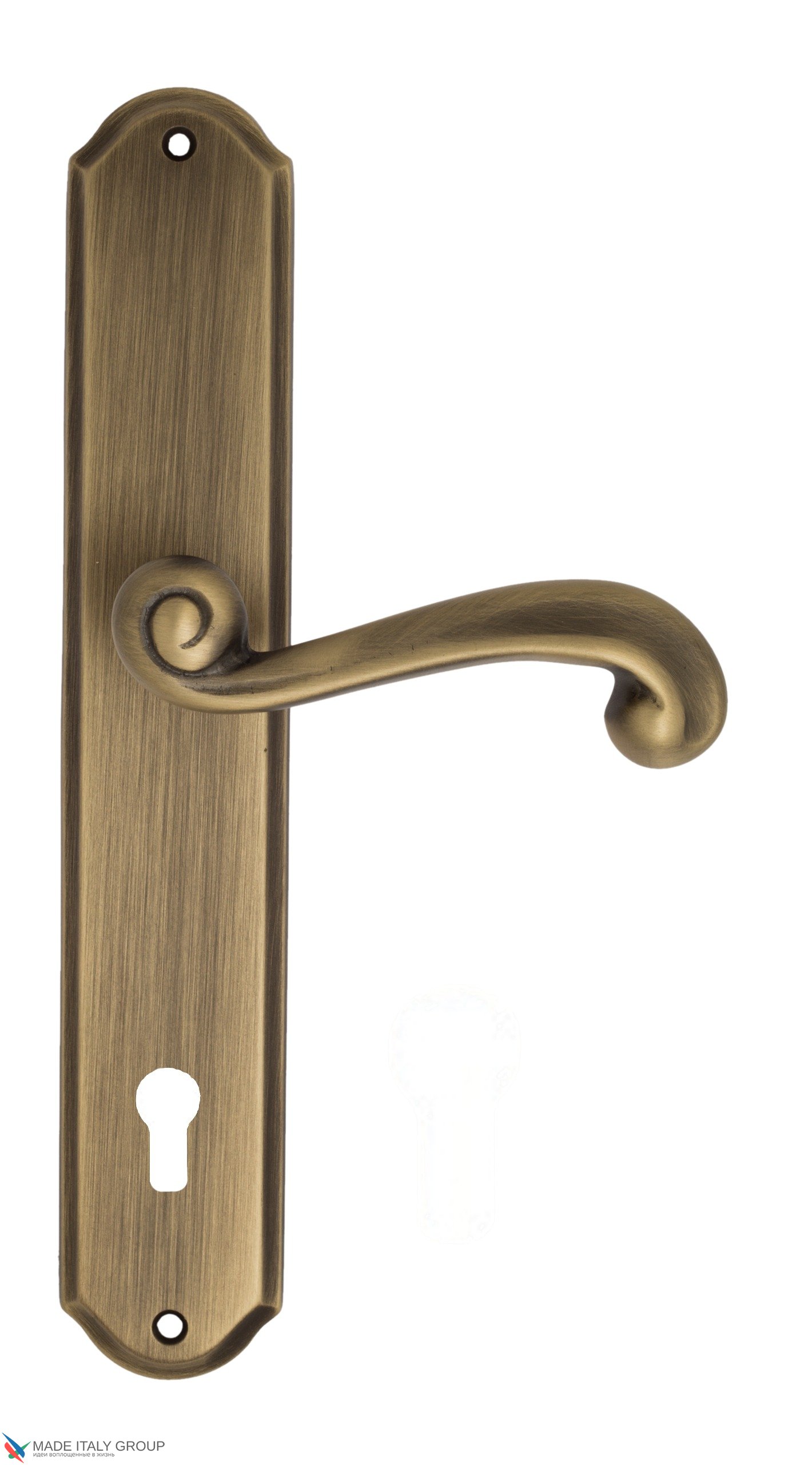 Дверная ручка Venezia "CARNEVALE" CYL на планке PL02 матовая бронза
