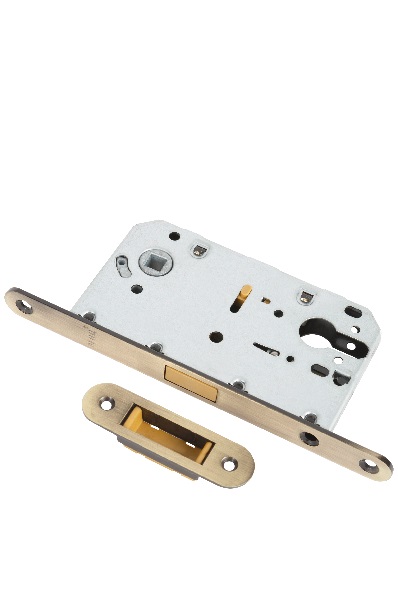 Замок дверной под цилиндр магнитный RENZ INLBM 5085 AB бр.ант.