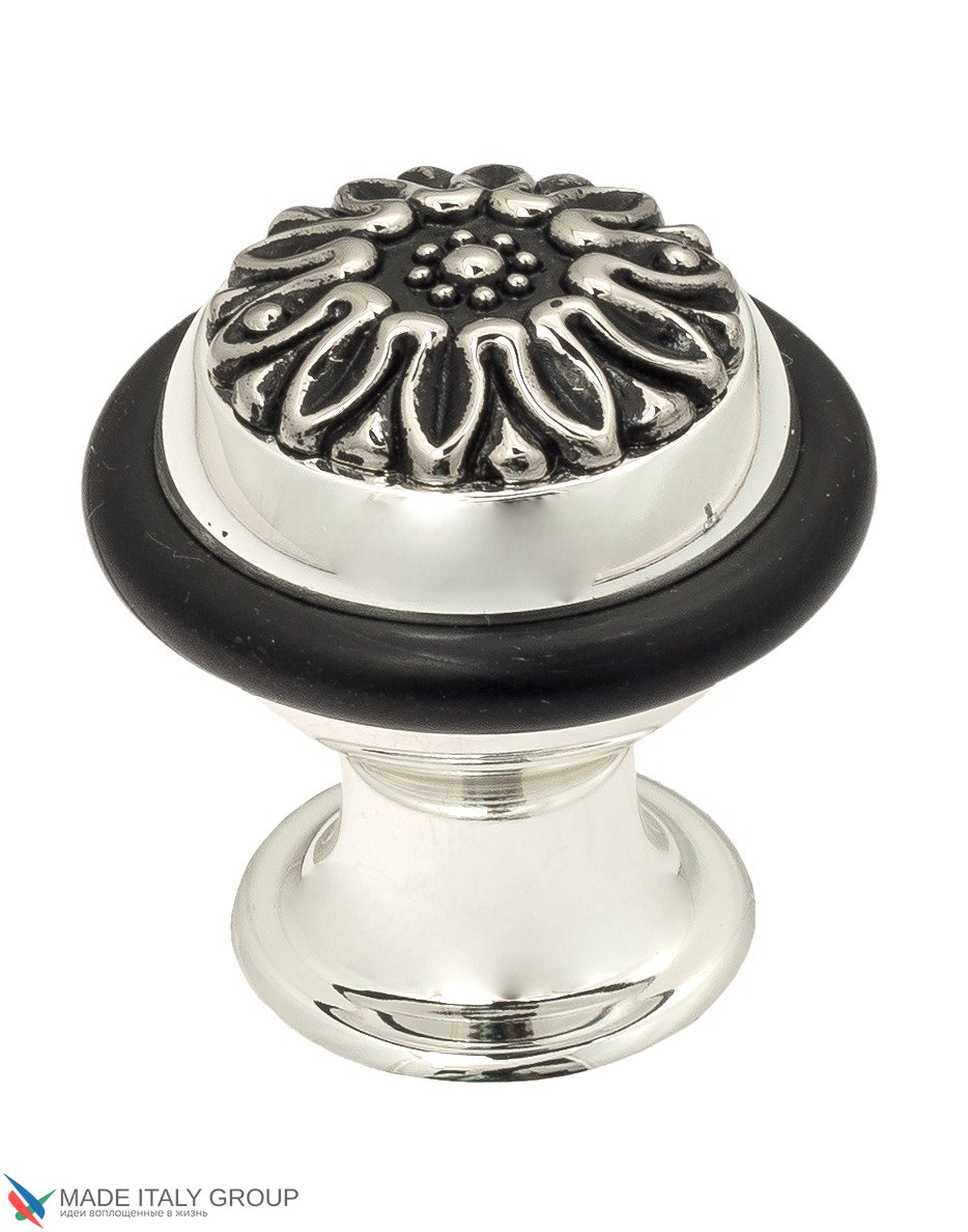 Упор дверной напольный Venezia ST5 натуральное серебро + черный