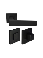 Комплект дверных ручек Morelli MH-54-S6 BL с заверткой MH-WC-S6 BL, цвет черный