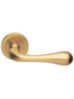 Ручка дверная Morelli Luxury ASTRO R2 OSA на круглой розетке, цвет матовое золото, латунь