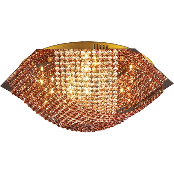 Светильник потолочный круглый N-Light 62670 06 2670 0333 16 gold, amber and white crystal