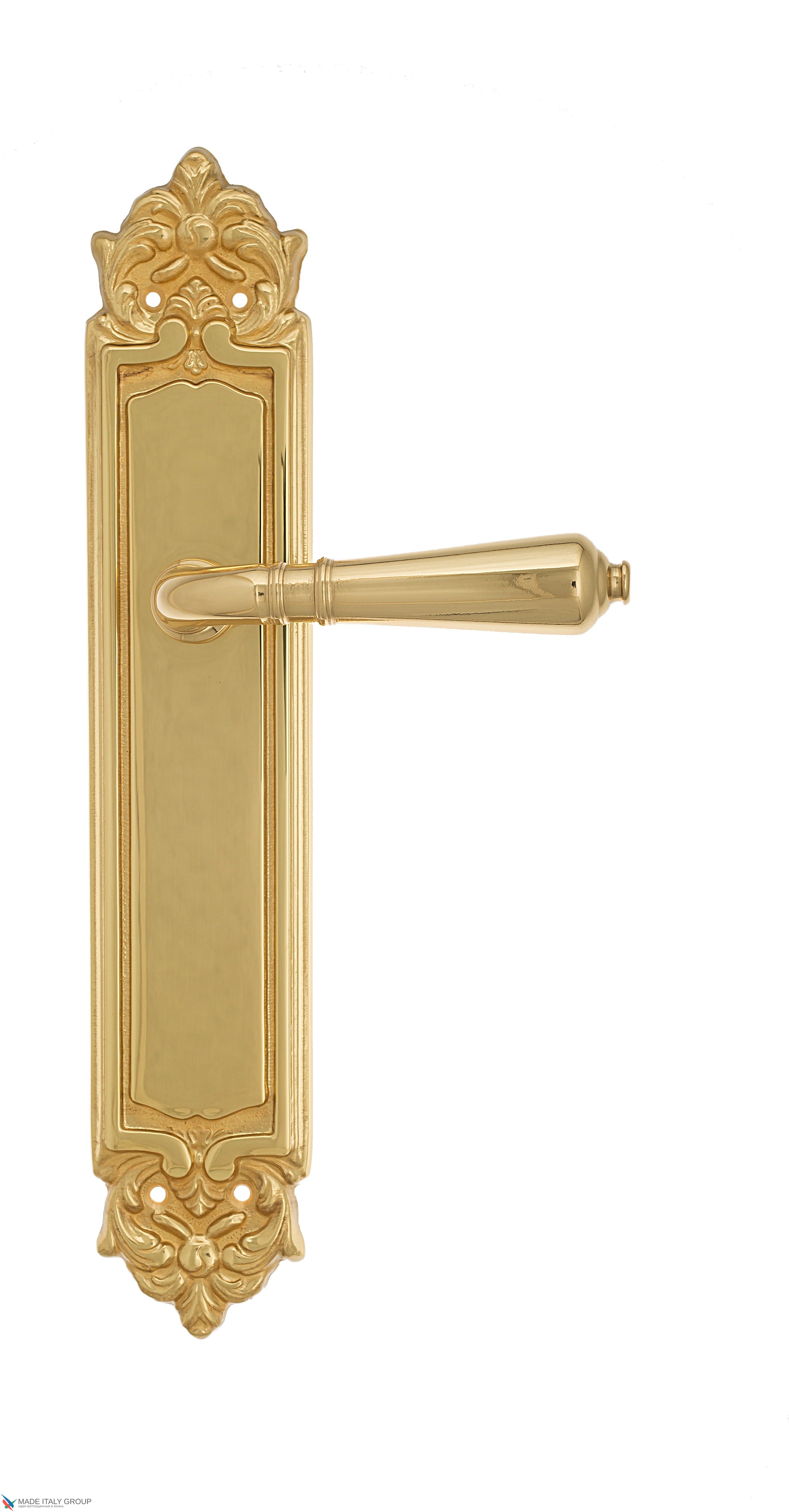 Дверная ручка Venezia "VIGNOLE" на планке PL96 полированная латунь