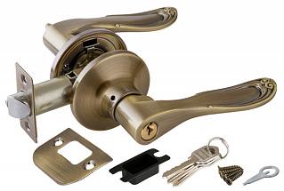 Ручка защелка (кноб) дверная нажимная Punto 6030 AB-E кл./фик. бронза