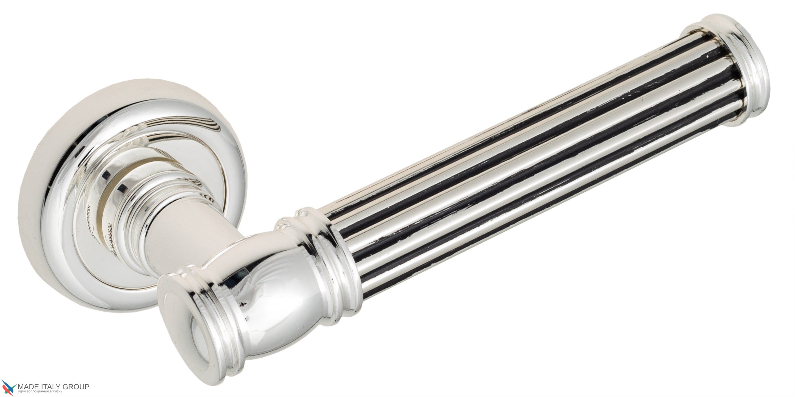 Дверная ручка Venezia "IMPERO" D1 натуральное серебро + черный